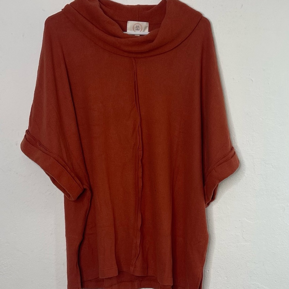Anthropologie Short-sleeved Sweater Ella Mere Terra Cotta Size XL NWT